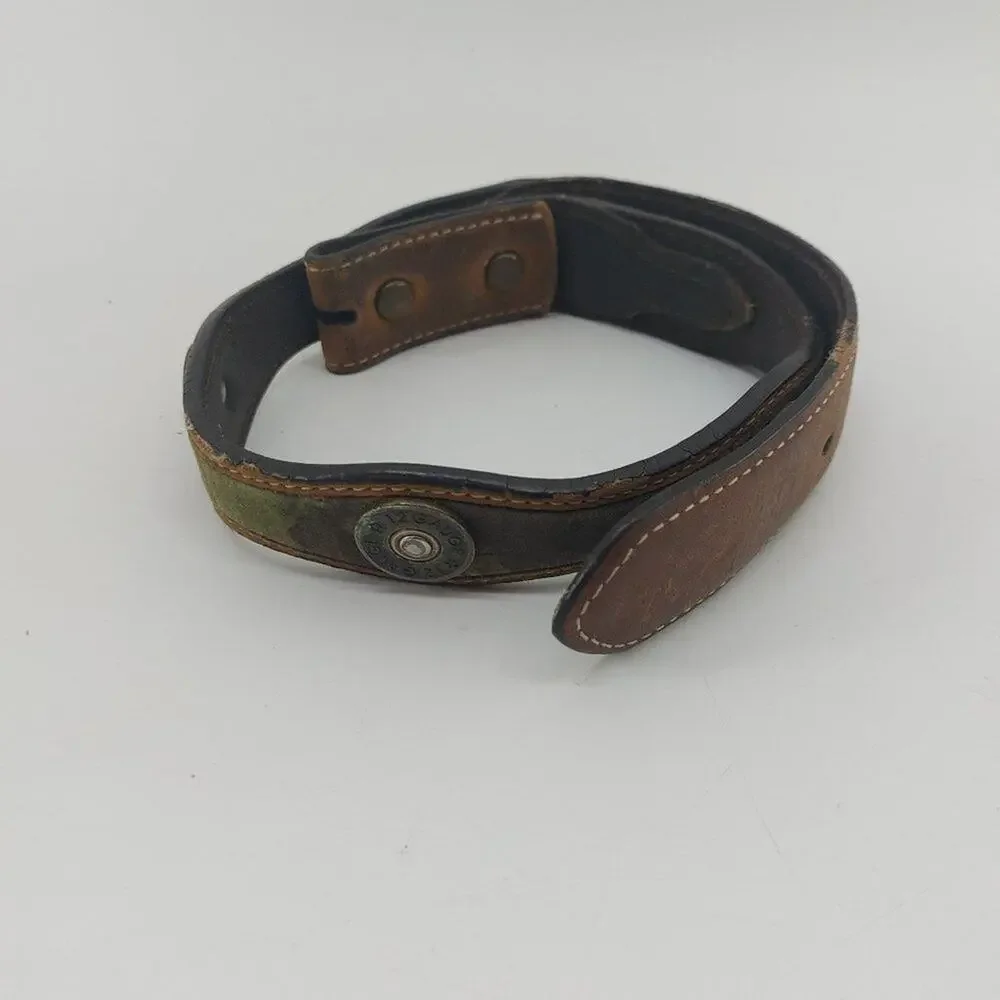 Nocona Belt Child's Camo Scalloped Replacement Belt Brown Leather Fabric Size 22